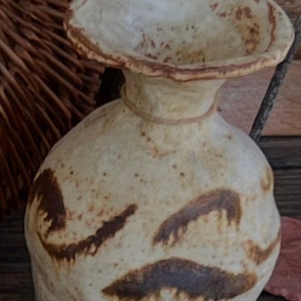Mid-century Studio Pottery Vase (Shino-style / iron-drip glaze 1970