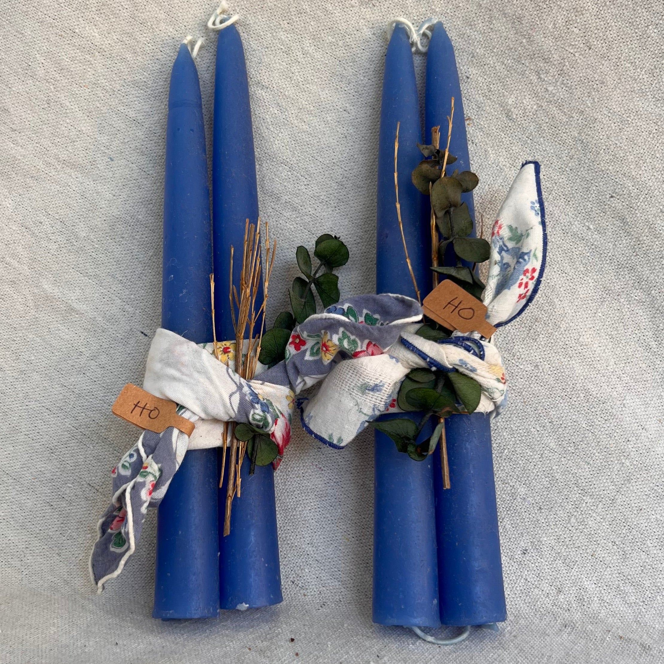 Hanky Wrapped Pillar Candles