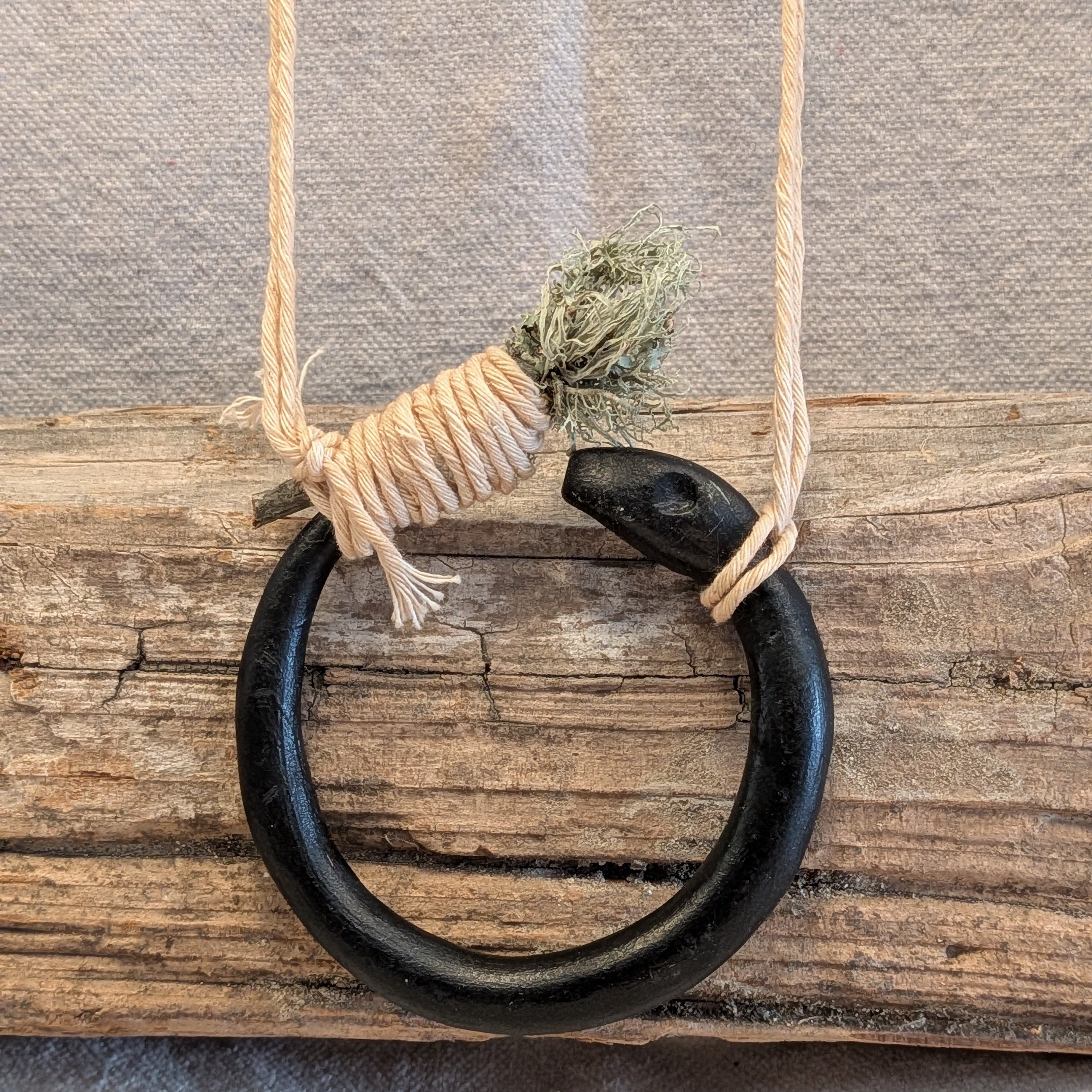 Arrowed Ground Handcrafted Ouroboros Snake Necklace with Lace Moss