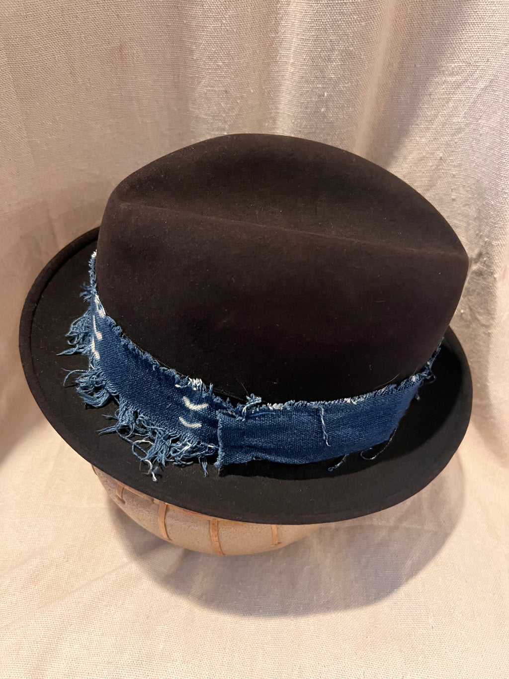 Short Brimmed Vintage Hat w/Mud Cloth Band