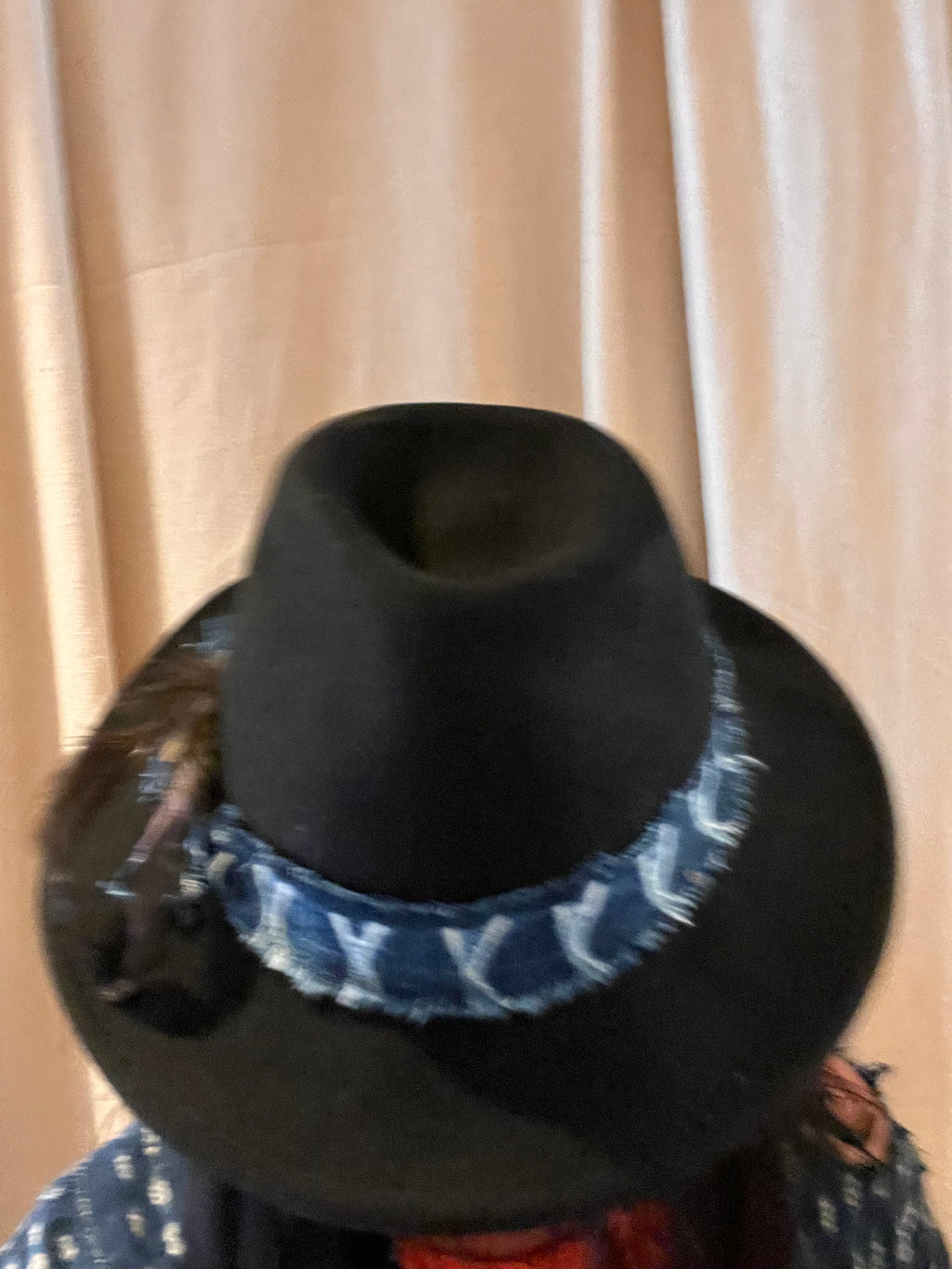 Short Brimmed Vintage Hat w/Mud Cloth Band