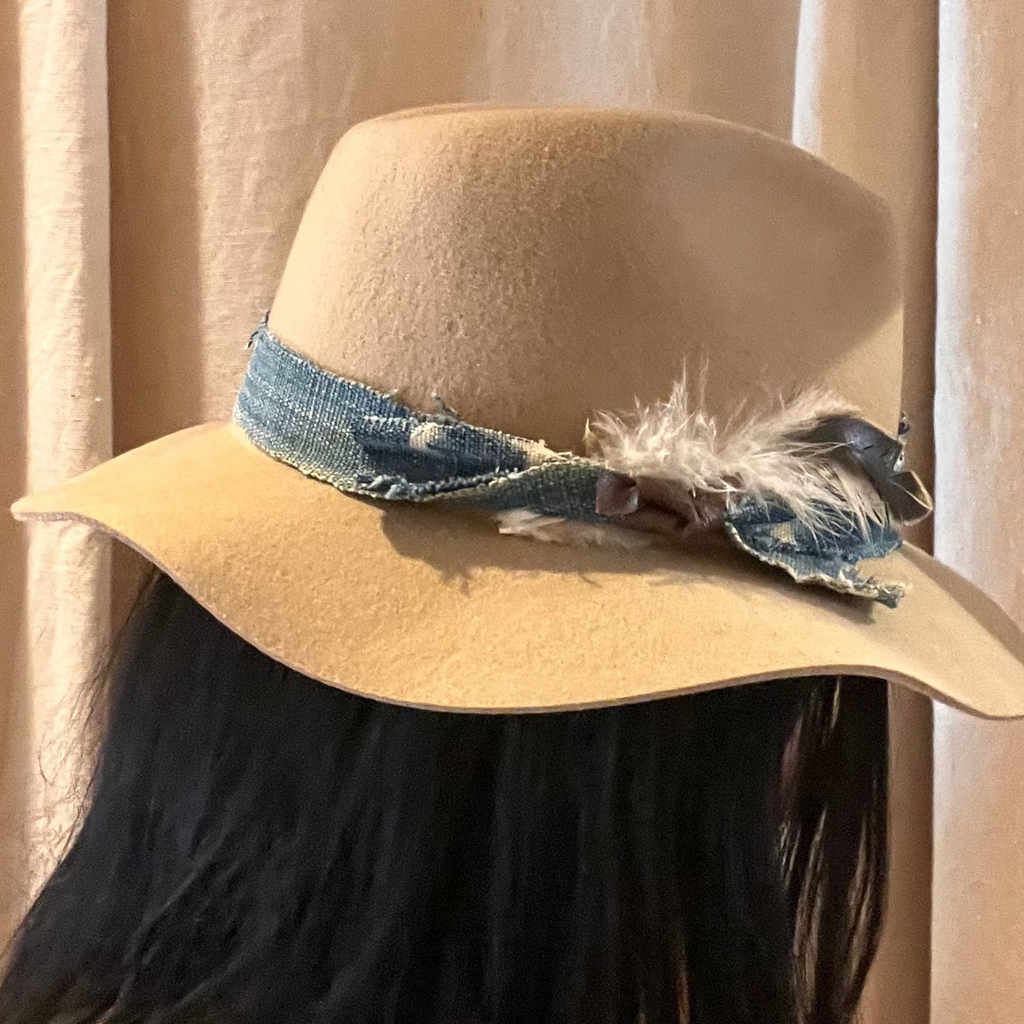 Repurposed Hat w/ Handmade Indigo Band
