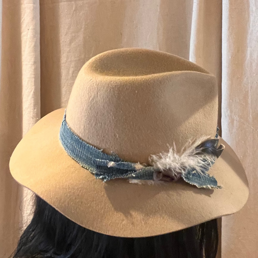 Repurposed Hat w/ Handmade Indigo Band