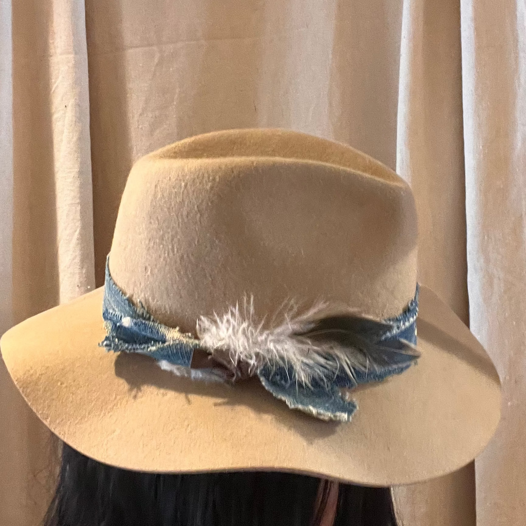 Repurposed Hat w/ Handmade Indigo Band