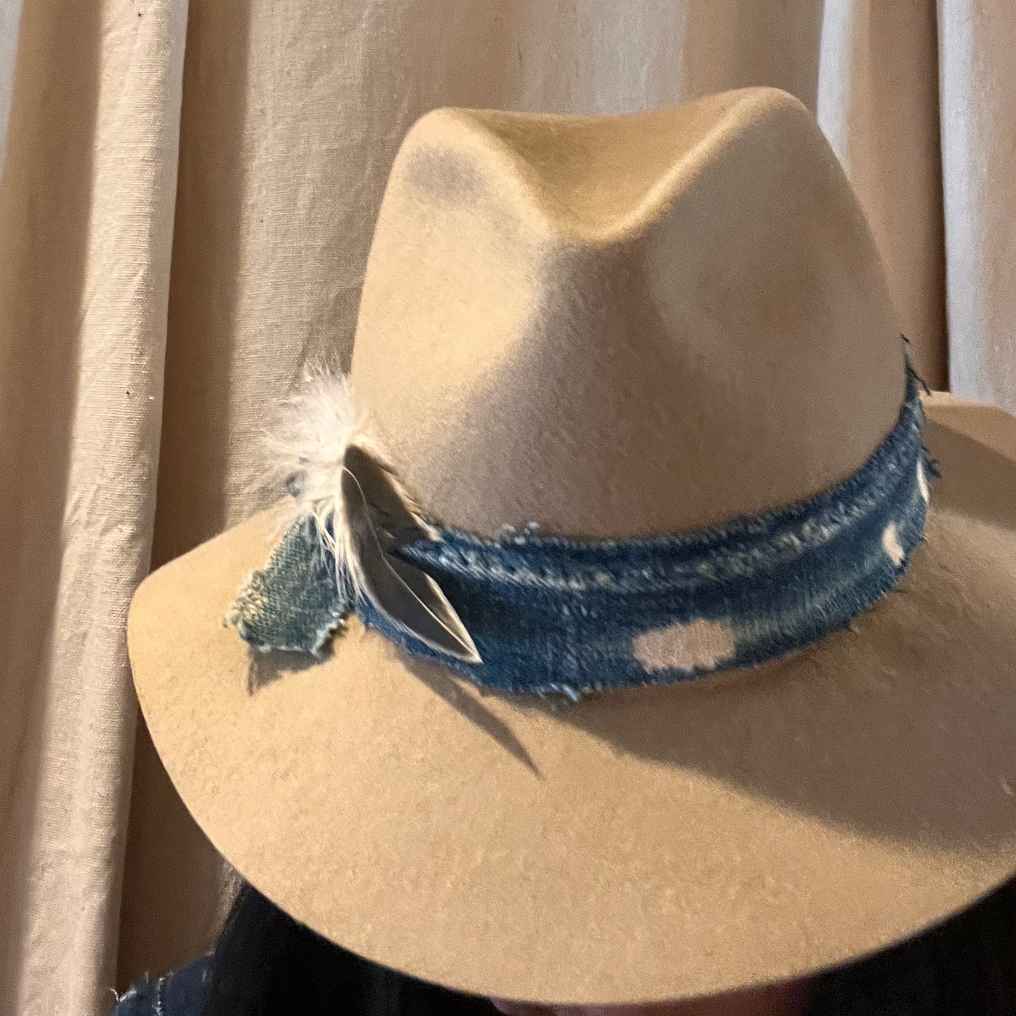 Repurposed Hat w/ Handmade Indigo Band