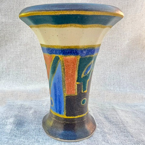 Hand Glazed Vintage Abstract Studio Pottery Vase