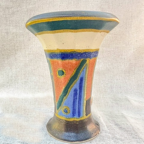 Hand Glazed Vintage Abstract Studio Pottery Vase