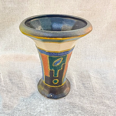 Hand Glazed Vintage Abstract Studio Pottery Vase