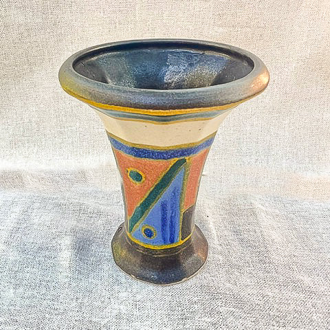 Hand Glazed Vintage Abstract Studio Pottery Vase