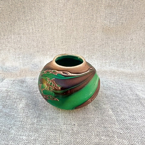 Agateware Ceramic Vintage Studio Pottery Vase – Hand Thrown