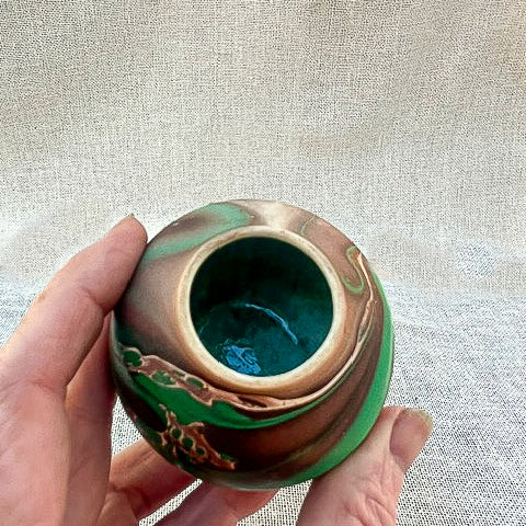Agateware Ceramic Vintage Studio Pottery Vase – Hand Thrown