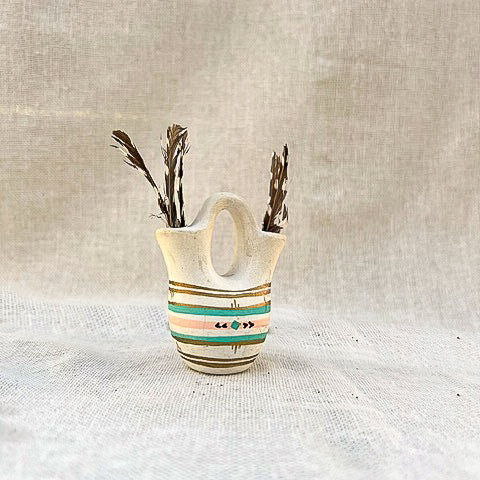 Vintage Mini Southwestern Wedding Vase – Hand Painted Ceramic Pottery