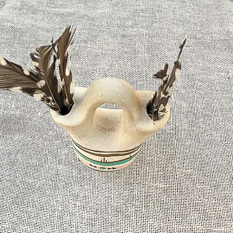 Vintage Mini Southwestern Wedding Vase – Hand Painted Ceramic Pottery