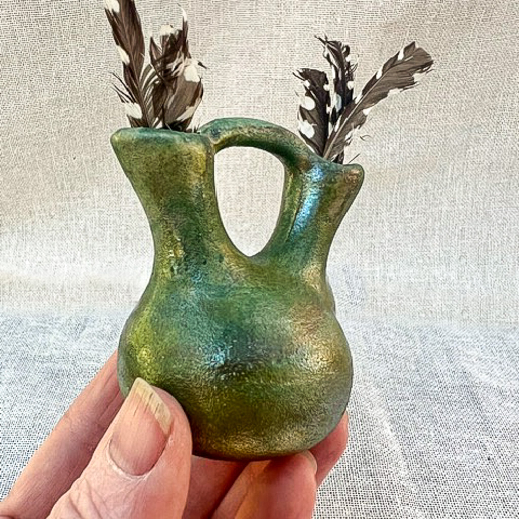 Vintage Mini Southwestern Wedding Vase – Hand Painted Ceramic Pottery