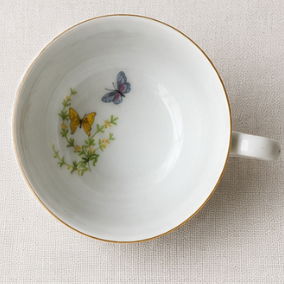 Vintage Ecstasy Butterfly Floral Cups & Dessert Tea Party Set of 8
