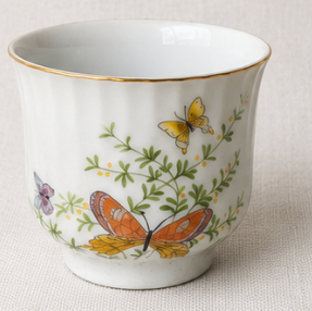 Vintage Ecstasy Butterfly Floral Cups & Dessert Tea Party Set of 8