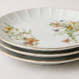 Vintage Ecstasy Butterfly Floral Cups & Dessert Tea Party Set of 8