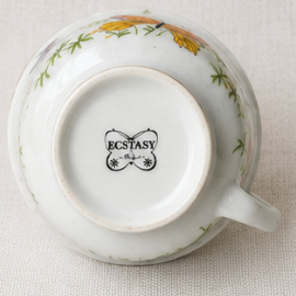Vintage Ecstasy Butterfly Floral Cups & Dessert Tea Party Set of 8