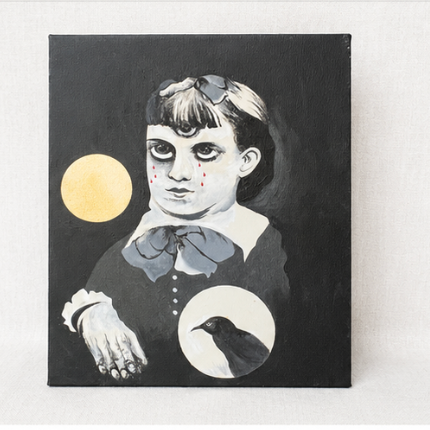 Original Gothic Child Portrait with Raven