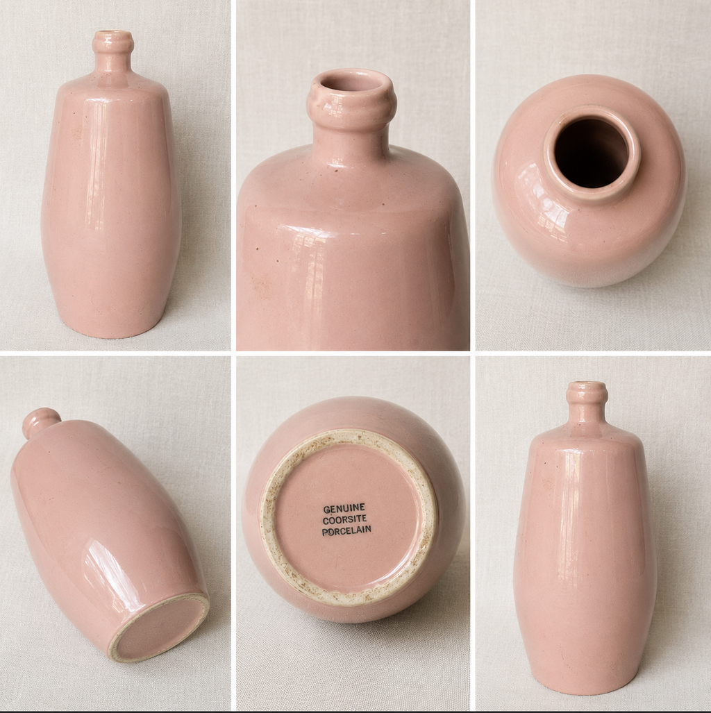 Blush Pink Mid Century Porcelain Vase