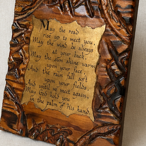 Vintage Hand-Carved Irish Blessing Wood Plaque
