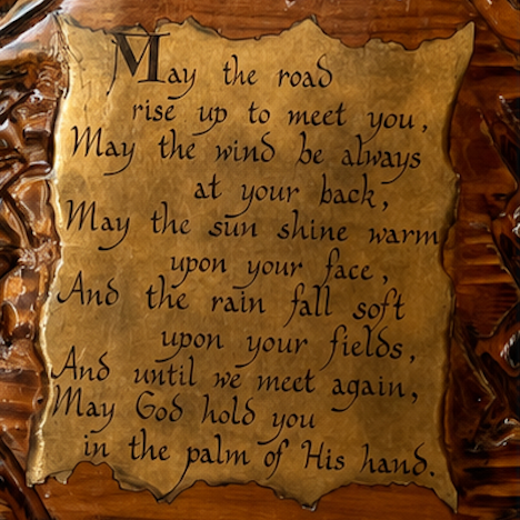 Vintage Hand-Carved Irish Blessing Wood Plaque