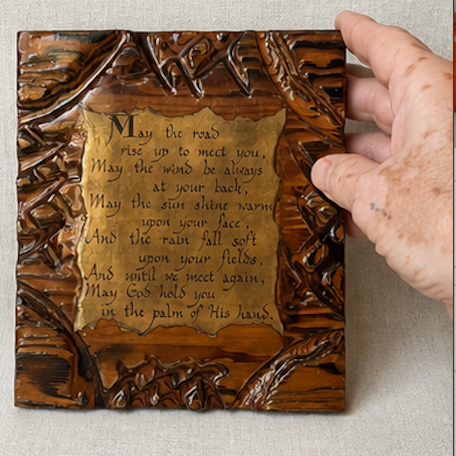 Vintage Hand-Carved Irish Blessing Wood Plaque