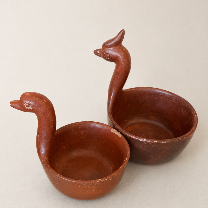 Vintage handcrafted terracotta bird nesting bowls