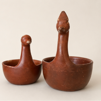 Vintage handcrafted terracotta bird nesting bowls