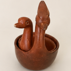 Vintage handcrafted terracotta bird nesting bowls