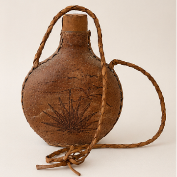 Vintage Mexican Leather-Wrapped Mezcal Canteen / Bota Flask