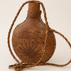 Vintage Mexican Leather-Wrapped Mezcal Canteen / Bota Flask