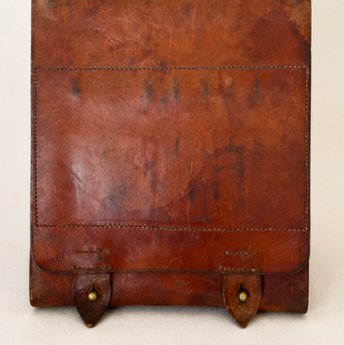 Vintage WWII Military Leather Field Map Case Surveyor Dispatch Pouch w/ Document Window