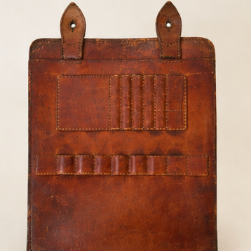 Vintage WWII Military Leather Field Map Case Surveyor Dispatch Pouch w/ Document Window