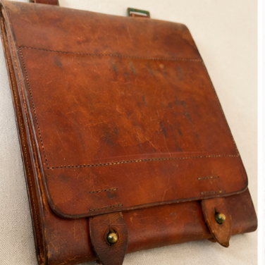 Vintage WWII Military Leather Field Map Case Surveyor Dispatch Pouch w/ Document Window
