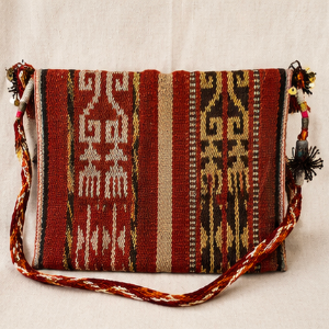 Vintage Handwoven Tribal Textile Crossbody Bag – Artisan Boho Shoulder Purse with Tassels & Coin Details