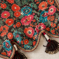 Vintage Handwoven Tribal Textile Crossbody Bag – Artisan Boho Shoulder Purse with Tassels & Coin Details